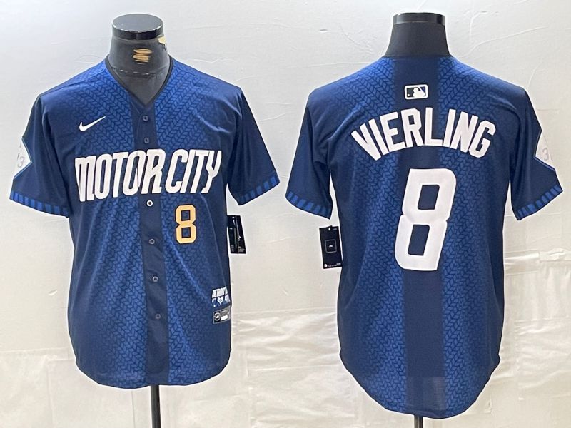 Men Detroit Tigers #8 Vierling Blue City Edition Nike 2024 MLB Jersey style 10->detroit tigers->MLB Jersey